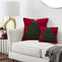 Handmade Christmas Pillow in Hand Felted Wool - Tree on Red - 20" / 14" - ARCADIA HOME
